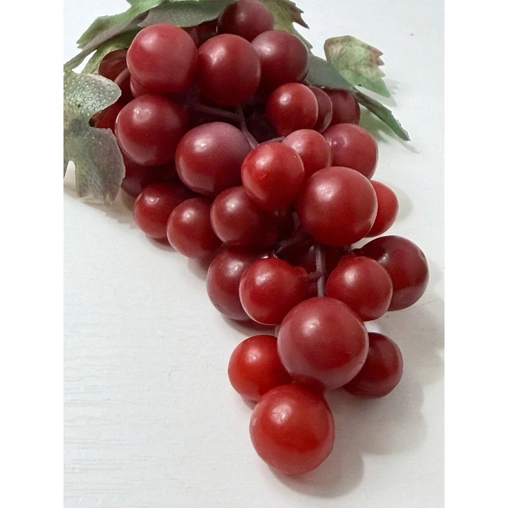 Vintage Grape Bunch Cluster Faux Fruit Kitchen Decor Set of 2 Red Green